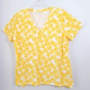 ANA lemon print v-neck t-shirt tee worn once XXL